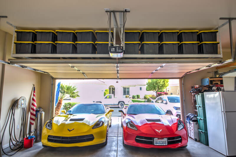 above garage door storage racks